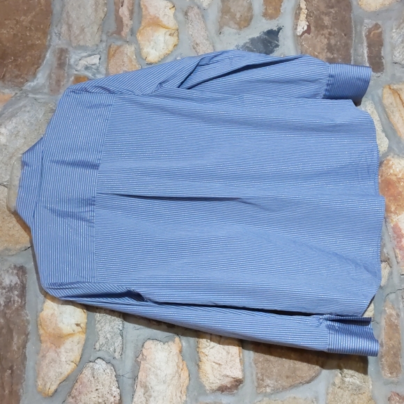 Lafayette 148 Gray Phaedra Metallic Striped Blouse - Picture 9 of 11